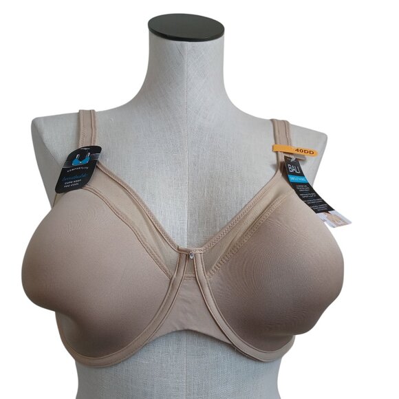 Bali Bra Comfortlite Smoothing Neutral Nude Adjustable Back Strap Women 40DD NEW - Picture 1 of 13